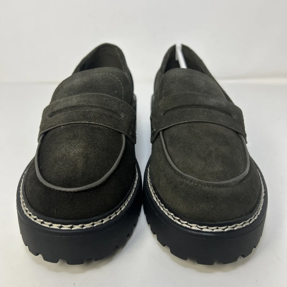 Calvin Klein Suzie Women's Penny Loafers Suede Lug Sole Dark Green Size 6M NIB